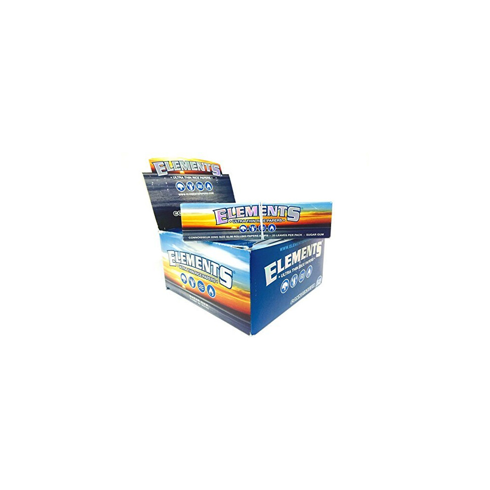 Elements 24 Full Box Ultra Thin Rice Papers Connoisseur King Size Slim & Tips