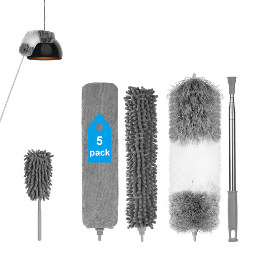 Vicloon Feather Duster, 7pcs Microfiber Duster, Chenille Duster Dust Cleaner Gap Long Handled Duster Reusable Bendable Washable Lightweight Dusters