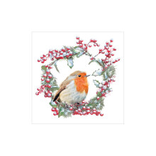 Ambiente 3 Ply Paper Napkins Christmas Robin In Wreath