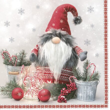 Maki 3-Ply Children Theme Xmas Decoupage Tissue Paper Napkins Decorative Christmas Serviettes 33cm x 33cm - Pack of 20 (Scandinavian Gnome with Candy