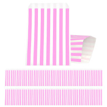 100Pcs Pink Paper Sweet Bags Small, Pink and White Candy Stripe Paper Bag, Mini Party Sweetie Bags for Kids Girls Boys Halloween Christmas Wedding