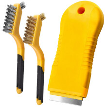 Oven tool non scratch,Hob Stove Glass Cleaner Oven Cleaning Kit,Home Gadgets with 15 Spare Replacement and 2 stainless brushes for Ceramic Hobs, Glass