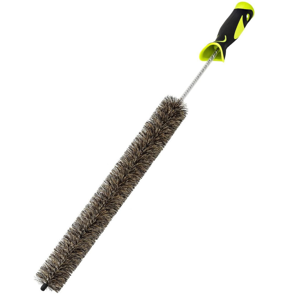 Hellocam Radiator Cleaner Brush Thin Long 81Cm Boar Bristles, Radiator Duster Brush Long Thin Bendable Flexible With Easy Grip Handle, Radiator Brushes For