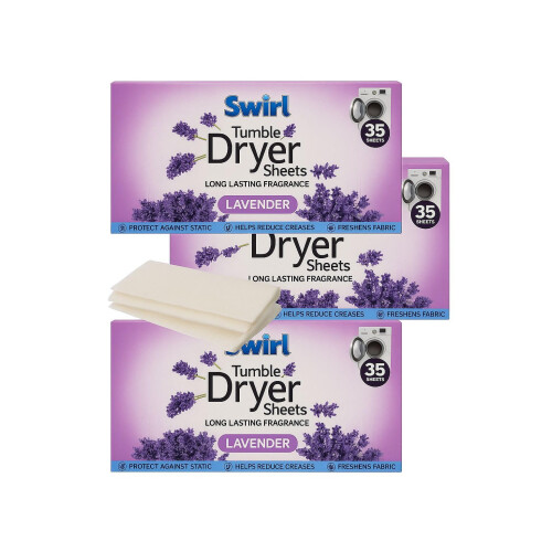3 PACK x 35 Sheet per pack Swi?l Lavender Tumble Dryer Laundry Sheets (Lavender)