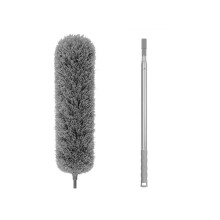 Feather Duster Extendable ? 2.5m Telescopic Stainless Steel Pole, Grey Bendable Microfibre Head, Long Handle, Washable Duster Brush for Cleaning High