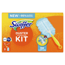 Dust Magnet Starter Set (1 Handle + 3 Refill Cloths with Febreze Fragrance) Catches and Closes 3 Times More Dust and Hair Than Conventional Duster