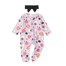 Toddlers Boys Bodysuit Halloween Cute Pumpkin Printed Long Sleeve Zipper Onesie Baby Onesies Boy 3-6 Months