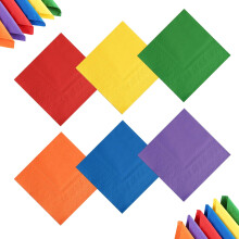 72 Pcs Colorful Party Napkins, 25cm Rainbow Serviettes Napkins Multicolor Paper Napkin Disposable Coloured Cocktail Napkin for Party, Birthday,