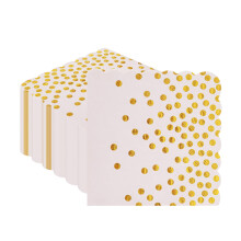 50 Pack Pink & Gold Polka Dot Paper Napkins 32x32cm - Elegant Scalloped Edge Serviettes for Wedding, Birthday, Baby Shower, Anniversary, Christmas &