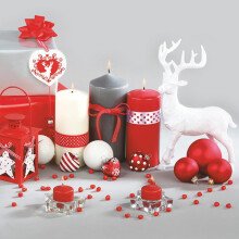3-Ply Xmas Decoupage Tissue Paper Napkins Decorative Christmas Serviettes 33cm x 33cm - Maki - Pack of 20 (White, Grey & Red Composition)
