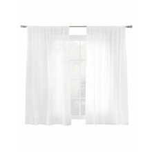 White Solid Sheer Curtains for Living Room Bedroom, Color Light Filtering Sheer Curtains, Rod Pocket Voile Window Drapes, 2 Panels Set 52"x 72"