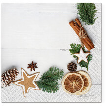 3-Ply Christmas Paper Serviettes Xmas Napkins for Decoupage 33cm x 33cm - (Pack of 20) (Natural Xmas Frame)