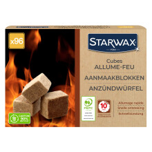 STARWAX - XXL Fire Starter Cubes - Up to 10 Mins Combustion - Quick, clean and odorless ignition - Do Not Affect the Taste of Food - PEFC - Batch of