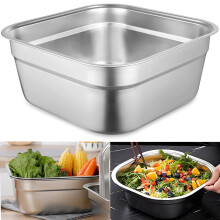 TOMIUS Washing Up Bowl 304 Stainless Steel 10 Litre Washing Basin Dishtub Fruit Vegetable Mixing Bowl Free Sturdy Dishpans Sink Large Square