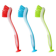 WYAN 3 Pcs Multifunctional Floor Seam Brush, Drain Brush with suction cup, 2 in 1 Cleaning Brush, Washing Up Brushes, for Tile, Sink, Drain, Grout,