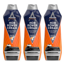 Astonish Specialist Hob Cream Cleaner, for Tough Burnt on Stains, Protective Coat, Zesty Lemon Scent, 3 x 500ml