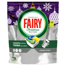 Fairy Platinum Lemon All In One Dishwasher Tablets, With Shiny Cleaning & Scent of Lemon, 59 Tablets