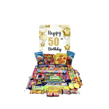 Happy 50th Birthday Sweets Pick N Mix The Ultimate Retro Sweet Selection 70s 80s Box Sweet Hamper -Present Gift set Over 60 Sweet Nostalgia