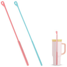 2PCS Silicone Straw Cleaner Brush, Extra Long Straw Cleaning Tool with 6mm 9mm, Multi-Purpose Cleaning Tool for Straight & Bent Pipe