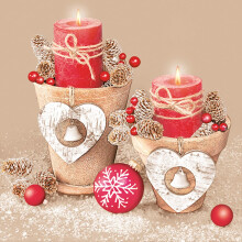3-Ply Xmas Decoupage Tissue Paper Napkins Decorative Christmas Serviettes 33cm x 33cm - Maki - Pack of 20 (Christmas Pots on Beige)