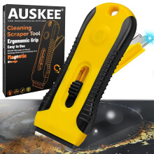 Auskee Non-Scratch Multi-Purpose Glass Cleaning Tool with Storage Box Ideal for Ceramic Hobs Glass Doors Windows 16 Spare Replacements Included