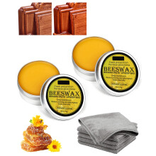 Bettinay 2 Pcs Bees Wax Polish for Wood, 25g Beeswax Polish with 5 Pcs Cleaning Towel for Floor, Furniture, Wooden Spoons