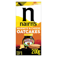 Nairn's Marmite & Cheese Oatcakes - Wholegrain Oats - Healthy Snacks - Plant Based Oatcake - High in Fibre - Pack of 3
