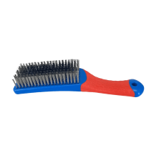 1 PC Heavy-Duty Stainless Steel Wire Brush for Metal Rust Cleaning & Paint Scrubbing, Rubber Handle – Compatible with Manual Use