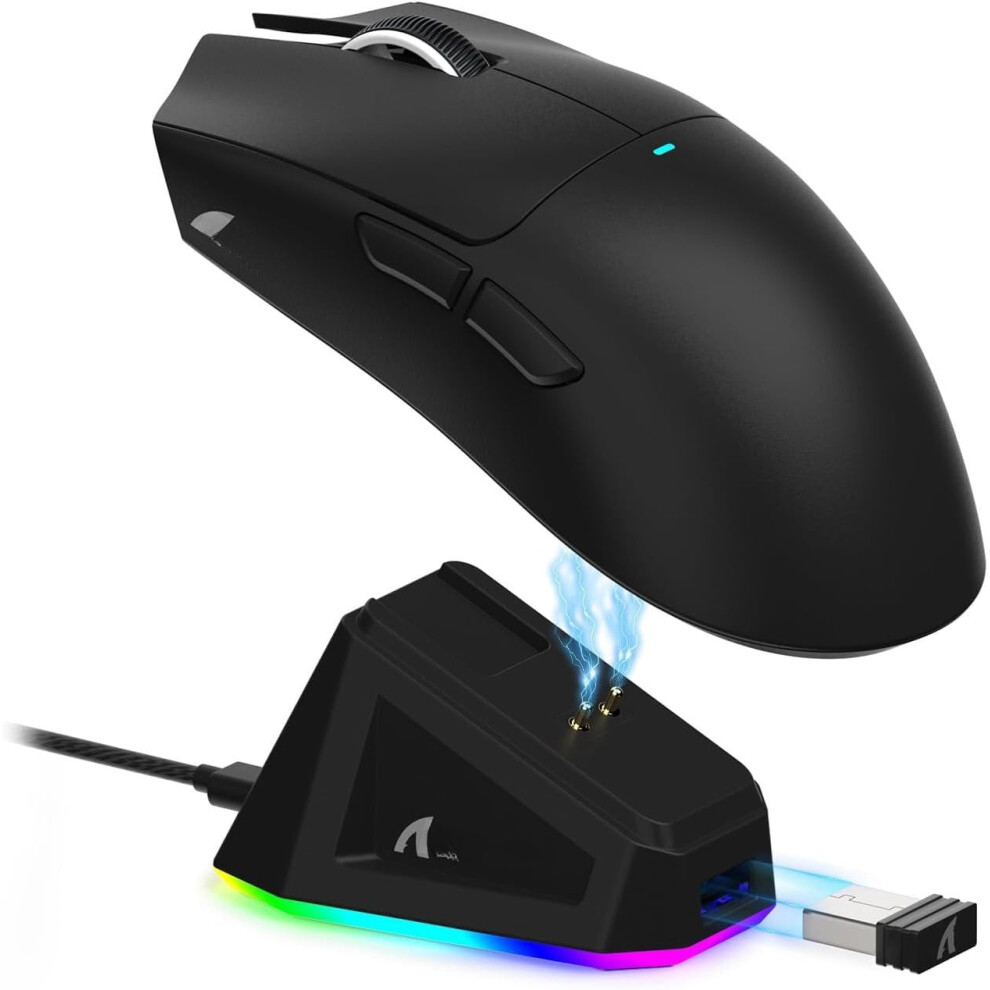 X11 Lightweight Gaming With Dock,Tri-Mode-2.4G/-C Wired/Bt,22K Dpi,Paw3311 Optical Sensor,Huyu, 5 Programmable Buttons For Pc/(Black) Black 9175034772511