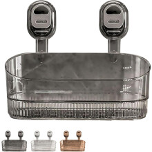 Boîte de rangement à ventouses pour salle de bain, grande et robuste, à parois lisses.