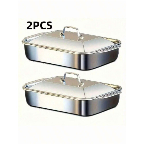 Stainless Steel Baking Pan Set with Lids 4-Pc