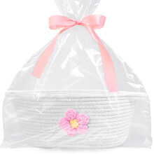 Esme L&H Grote Lege Mand voor Cadeau met Zak & Strik, Schattig Roze Bloem Design, Grote Capaciteit-12"x9"x6"