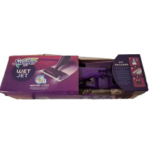 Swiffer WetJet All-In-One Spray System Starter Kit for All Floor Types, with Mop, Cleaner Solution and Wipes, Removes Inlaid Dirt Without Residue