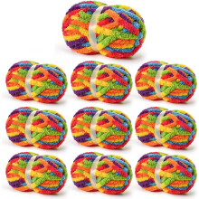 10 Fluffy Chunky Chenille Yarn for Crocheting, Chunky Blanket Yarn for Hand Knitting, 240yds/70.5oz Bulky Variegated Blanket Yarn(Rainbow)