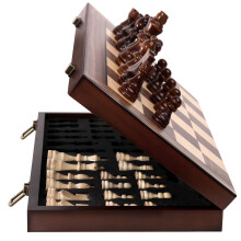 Premium Houten Schaakset met Beschermtas - 15" Vouwbaar Schaakbord & Stukken - Klassiek Strategie Spel voor Iedereen