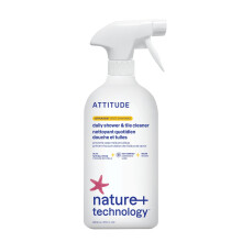 ATTITUDE Shower & Tile Cleaner, EWG Verified, Plant-Based & Vegan Bathroom Spray, Removes Soap Scum & Grime, Citrus Zest Scent, 800 mL