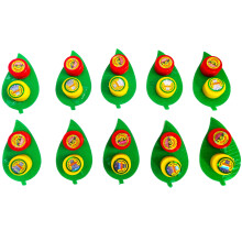 Gopuram Traditional Kumkum and Turmeric Powder Set with Decorative Leaf Holders, Pack of 10, Red and Yellow