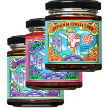 Yep Kitchen Plant Based Bundle 3 x 160g | Sichuan Crispy Chilli Oil, Garlic Chilli Oil, & Hunan Salted Chillies | Vegan-Friendly | Small Batch,