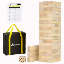 Aivalas Medium Tumble Tower 60PCS Houten Blok Stapelspel met Draagtas Binnen & Buiten Spel voor Kinderen en Volwassenen