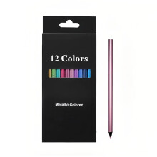 Metallic Colored Pencils, 12-Color Neon Set for Adults – Art Sketching & Coloring (Black, 6.9")