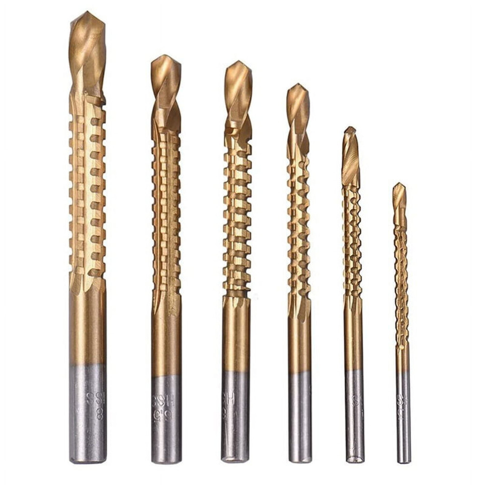6Pcs Titanium Drill Saw Bit Set, Hss Serrated Hole Drilling, 3-8Mm Carpenter Hacksaw Bits Kit 9175034774218