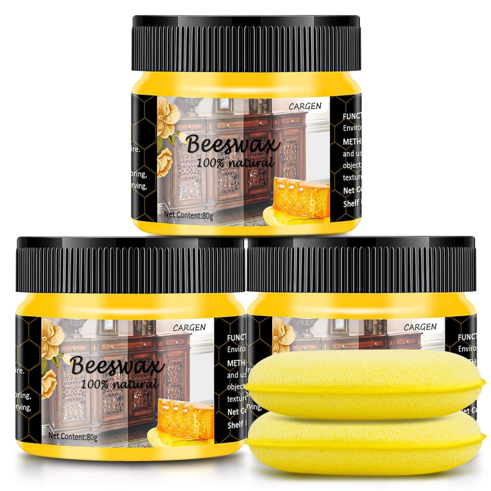 Cargen 3 Pcs Wood Seasoning Beewax Natural Beewax Traditional Wood Wax Multipurpose Beeswax Furniture Polish For Wood Cleaner And Polish Furniture 5051223865575