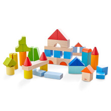 HABA Gekleurde Houten Bouwblokken - 46 Stuk Houten Speelgoed, Stapel Speelgoed voor Peuters 1-3 voor Open Einde STEM Spel