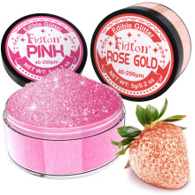 Edible Glitter for Drinks - Fidton 2 Colours Sparkling Edible Cake Decorations Set, edible glitter for cakes, Bakery, Fondant, Drink Glitter for