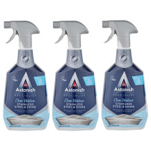 Astonish Specialist Stainless Steel and Shine Spray, for Polished Surfaces, Clear Waters, 3 x750ml