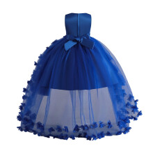 Girls' Floral Princess Dress, Sleeveless Pearl Party Prom Wedding Dress for 2-15 Years, High-Low Ruffle Mesh Tiered Formal Dress