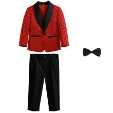 Toddler Business Suits Coat 3PCS Outfits Sets Tuxedo Set Kids Suit For Boys With Pants Bowtie Set Slim Fashionable 3-4Y