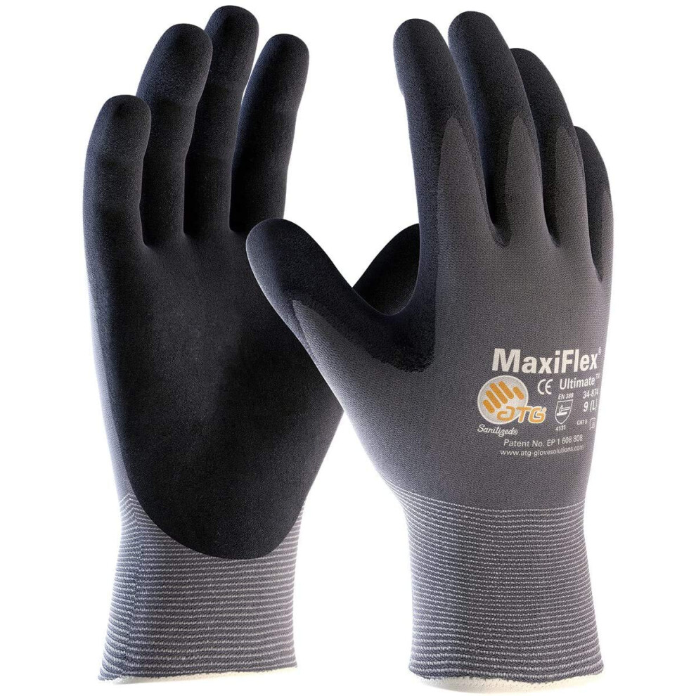Maxiflex 34-874 Seamless Knit Nylon Gloves With Nitrile Coat And Micro Foam Grip On Palm And Fingers Cut Resistance 036663589682