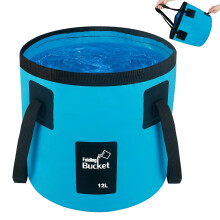 Collapsible Bucket 12L, Folding Bucket Cleaning Buckets for RV Supplies Camping Fishing Beach, Portable Water Container Plumbers Flexible Buckets for