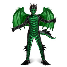 Spooktacular Creations Halloween Kinderen Draak Kostuum, Groene Donkere Jumpsuit, Jongens Draak Vleugels, Staart en Masker Set